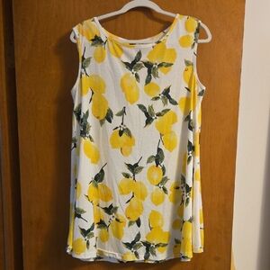 Lemon Print Sleeveless Top - White and Yellow